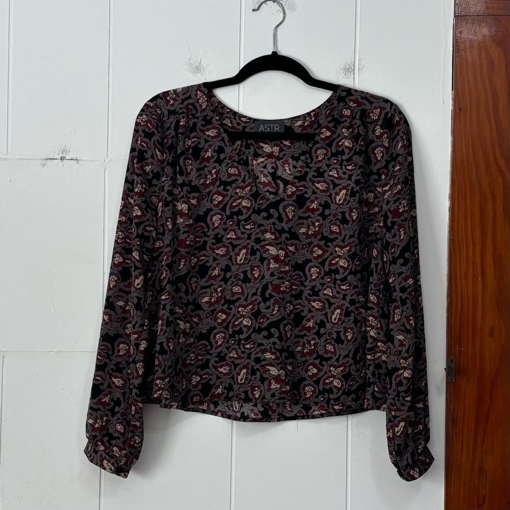 ASTR‎ Retro Boho Paisley Cropped Blouse Medium